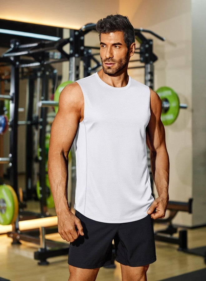 COOFANDY Men's Gym Tank Tops Workout Quick Dry Sleeveless Swim Shirts Beach Top 2 Pack Black/White - Image 3